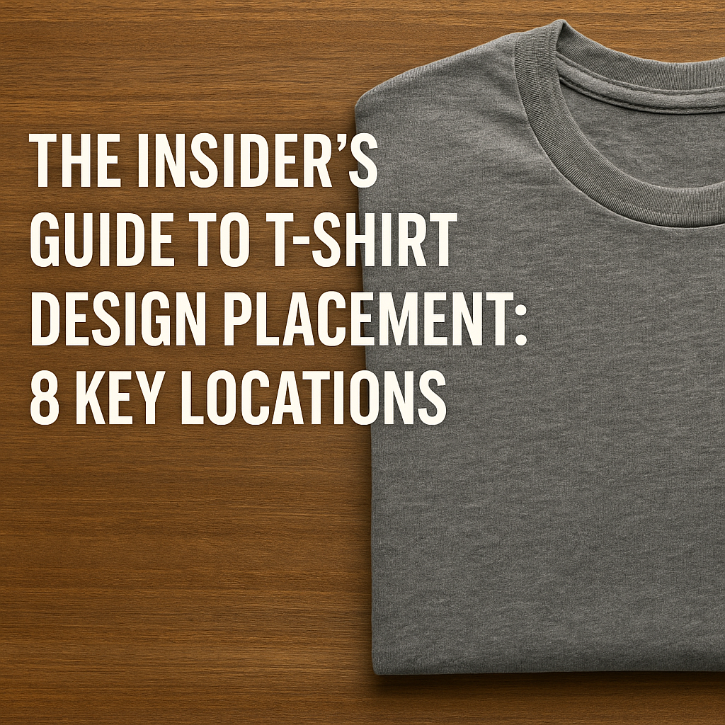 professionally rendered t-shirt design placement guide for screen printing and embroidery.