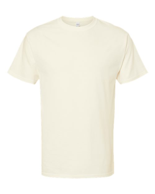 Beige Embroidery t-shirt on a white background
