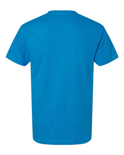 Blue Embroidery t-shirt on a white background