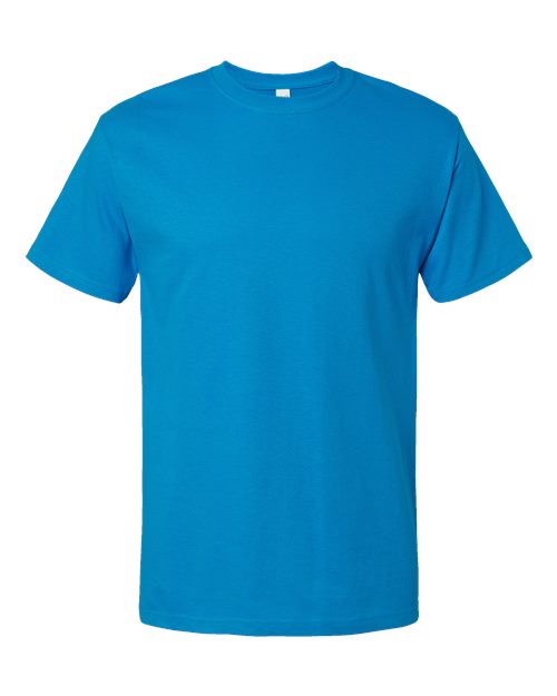 Blue Embroidery t-shirt on a white background