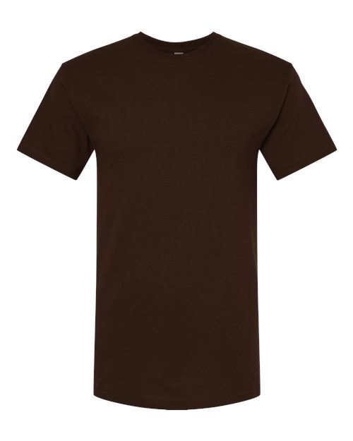 Plain brown Embroidery t-shirt on a white background