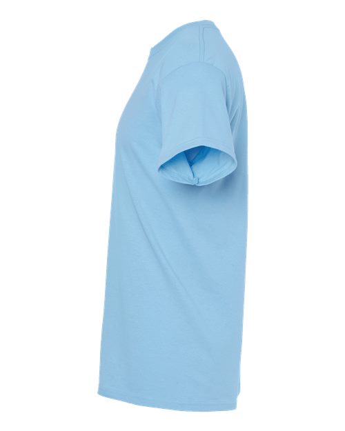 Light blue Embroidery t-shirt on a white background