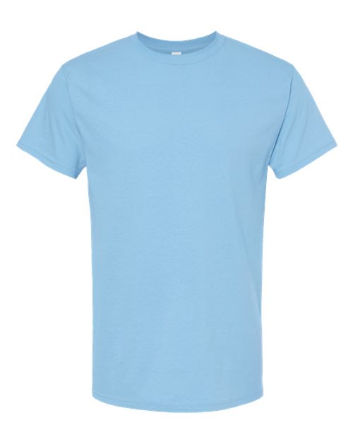 Light blue Embroidery t-shirt on a white background