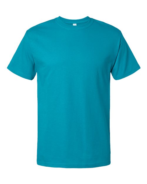 Blue Embroidery t-shirt on a white background