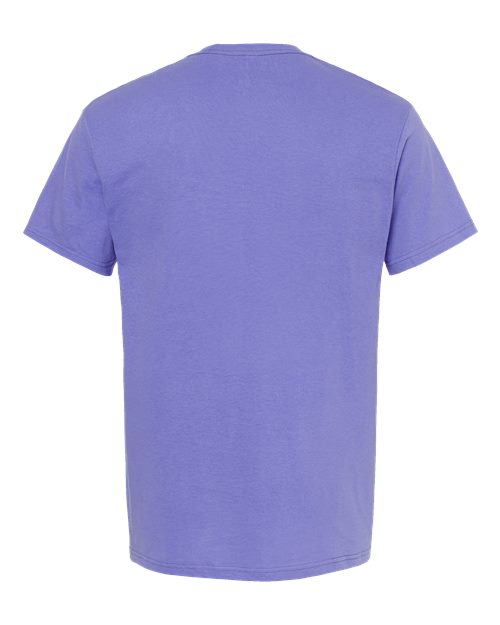 Purple Embroidery t-shirt on a white background