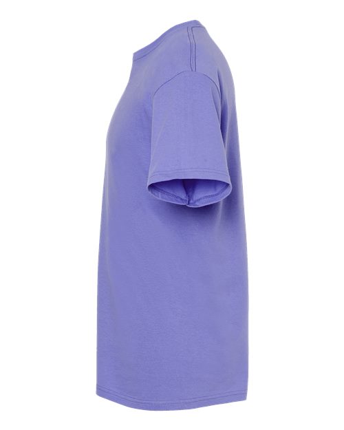 Purple Embroidery t-shirt on a white background