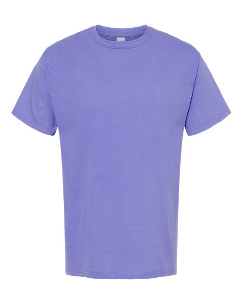 Purple Embroidery t-shirt on a white background