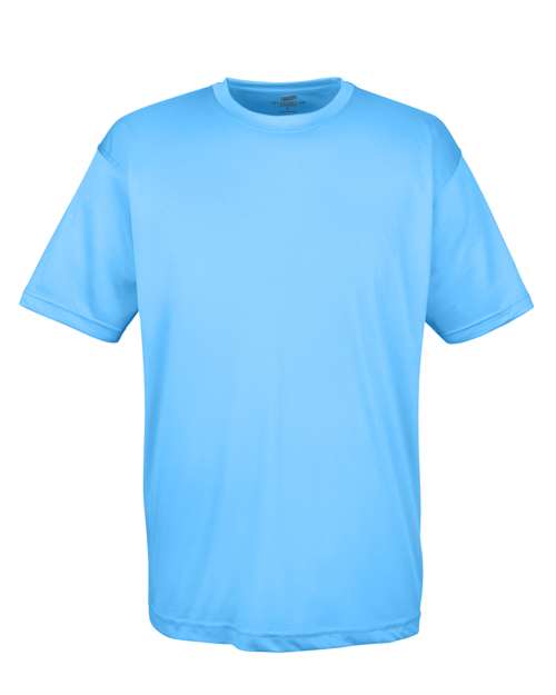 Light blue Embroidery t-shirt on a white background