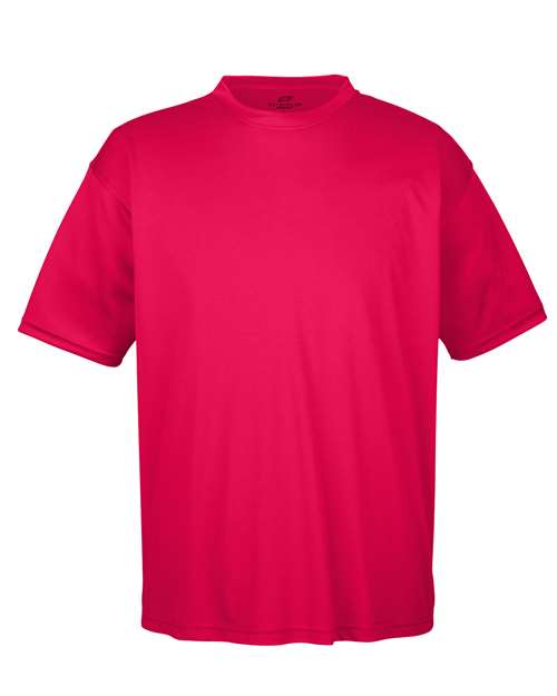 Red Embroidery t-shirt on a white background