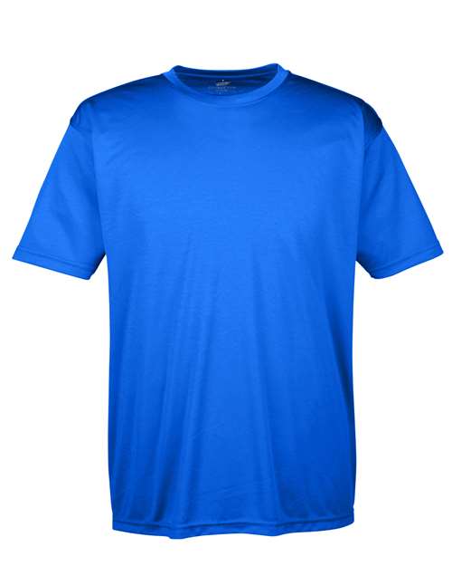 Blue Embroidery t-shirt on a white background