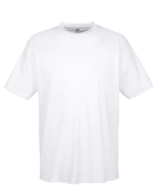 Plain white Embroidery t-shirt on a white background