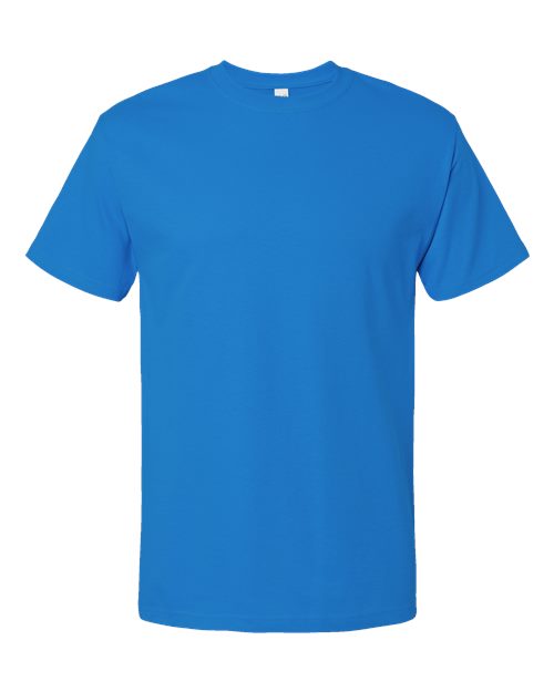 Blue Embroidery t-shirt on a white background