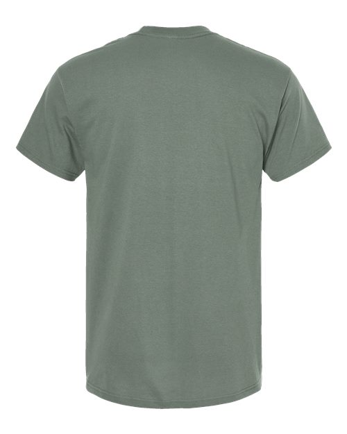 Plain green Embroidery t-shirt on a white background
