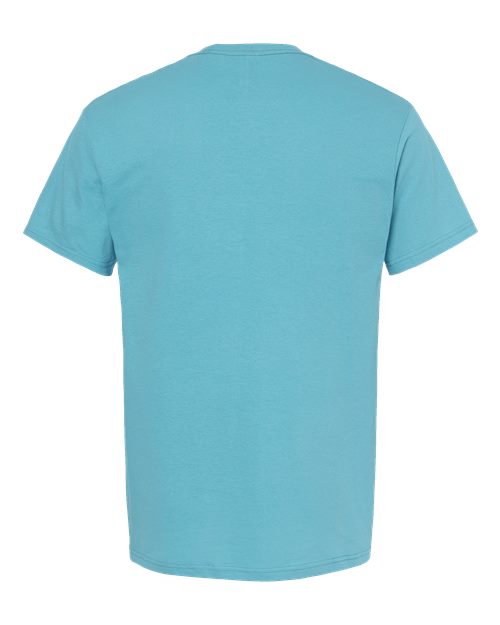 Plain light blue Embroidery t-shirt on a white background