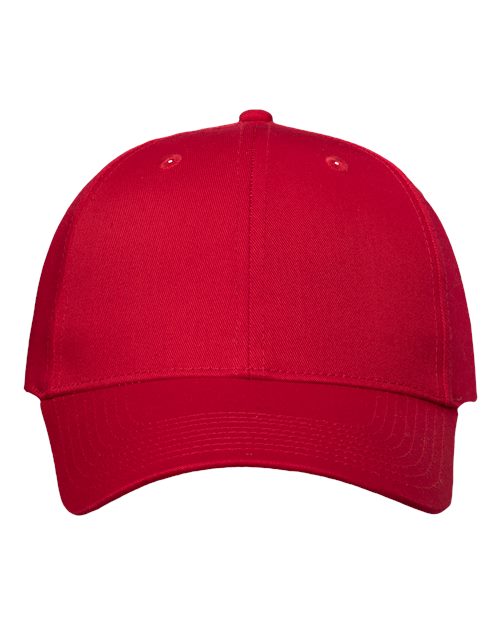 Red baseball Embroidery cap on a white background