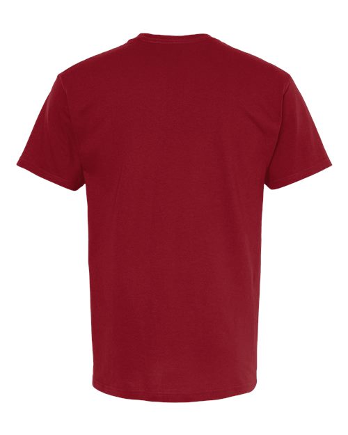 Red Embroidery t-shirt on a white background