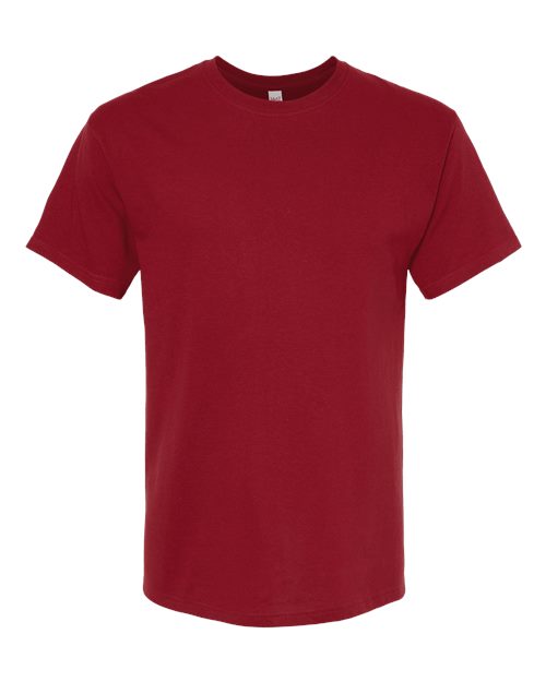 Red  Embroidery t-shirt on a white background
