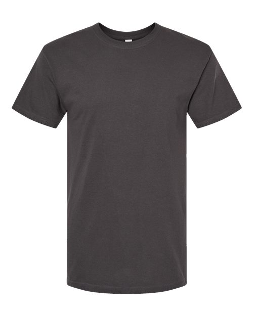 Plain black Embroidery t-shirt on a white background