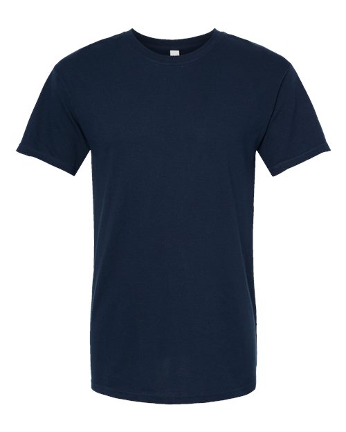 Navy blue Embroidery t-shirt on a white background