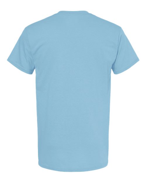 Light blue Embroidery t-shirt on a white background