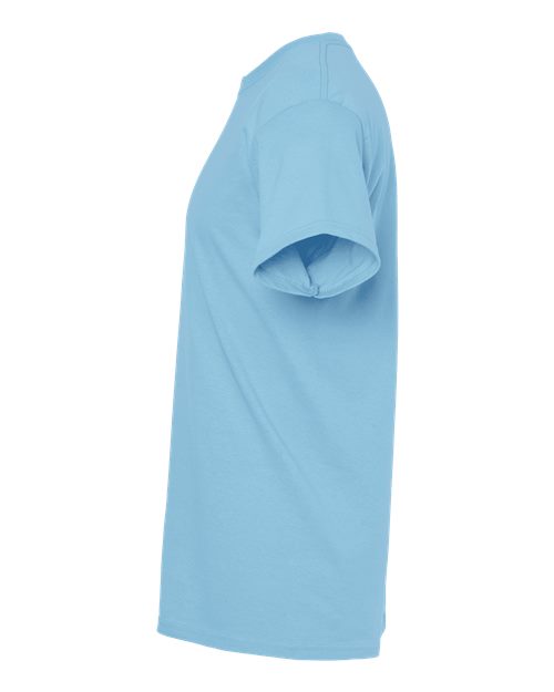 Light blue Embroidery t-shirt on a white background