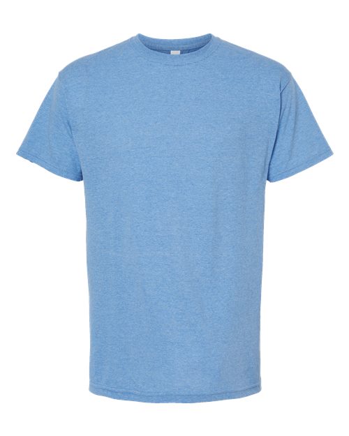 Blue Embroidery t-shirt on a white background
