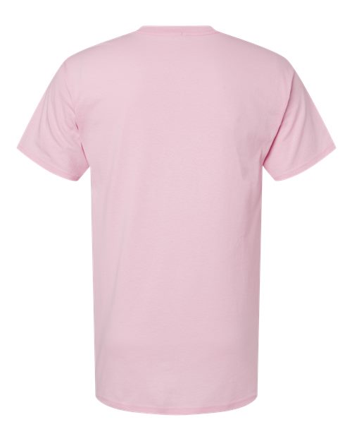 Plain pink Embroidery t-shirt on a white background