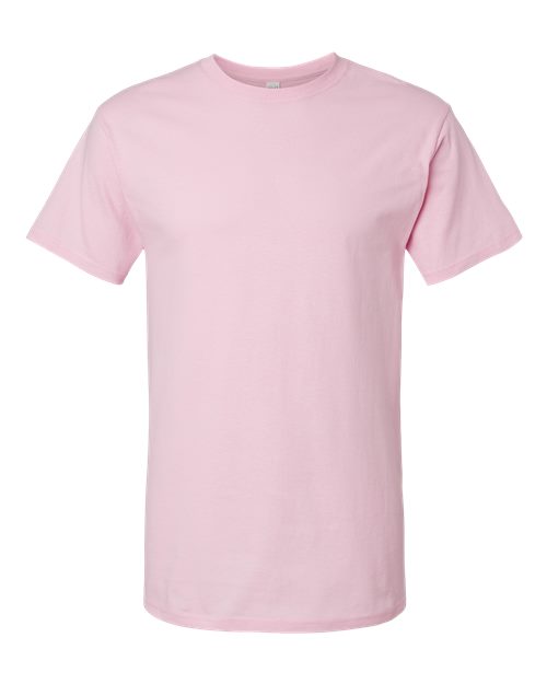 Plain pink Embroidery t-shirt on a white background
