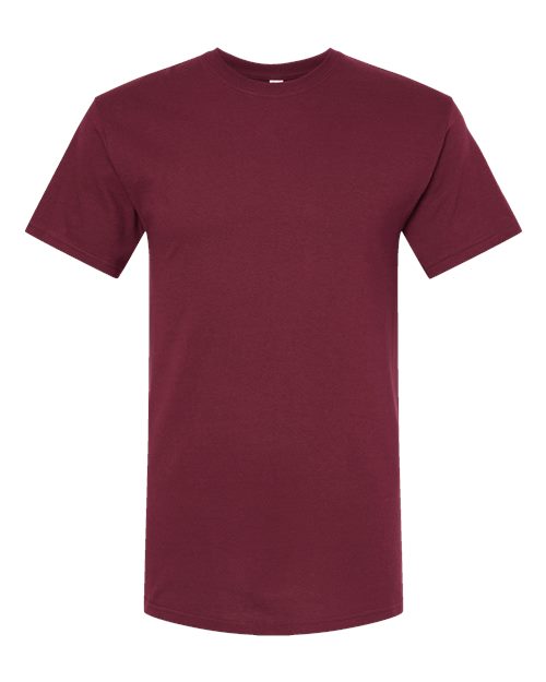 Maroon Embroidery  t-shirt on a white background