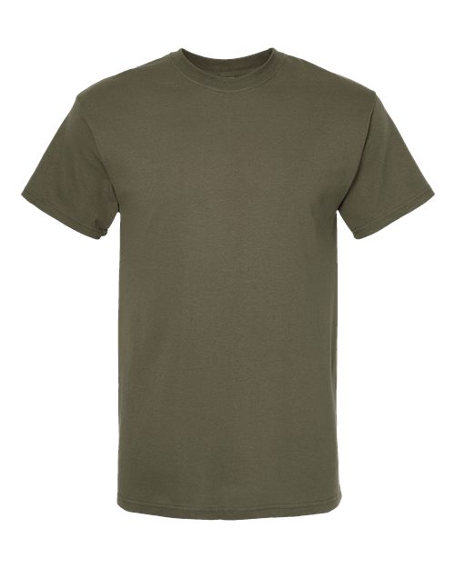 Plain green Embroidery t-shirt on a white background