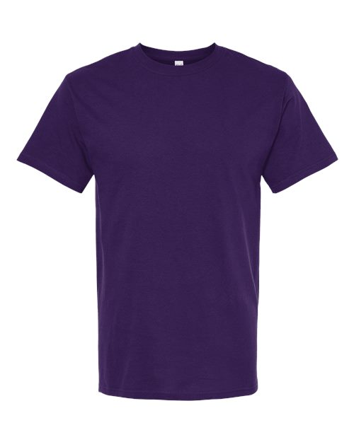 Purple Embroidery t-shirt on a white background