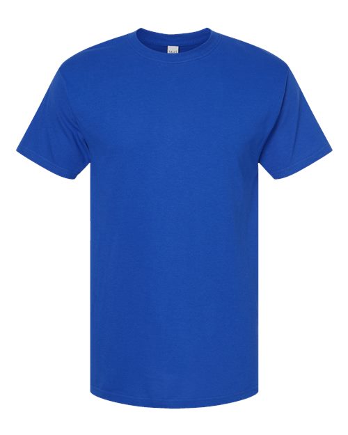 Blue Embroidery t-shirt on a white background