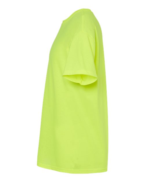 Neon green Embroidery t-shirt on a white background