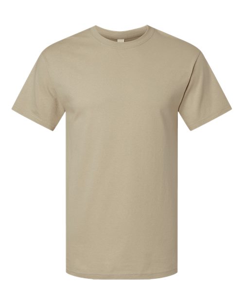 Beige Embroidery  t-shirt on a white background