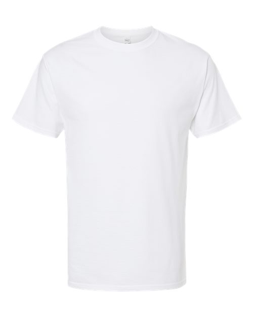 Plain white Embroidery t-shirt on a white background