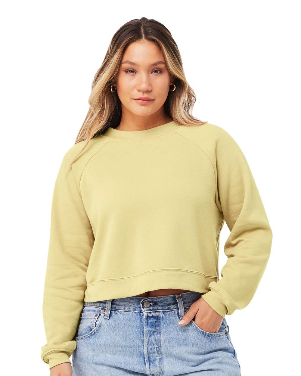 BELLA + CANVAS - Women's Raglan Pullover Fleece Crewneck