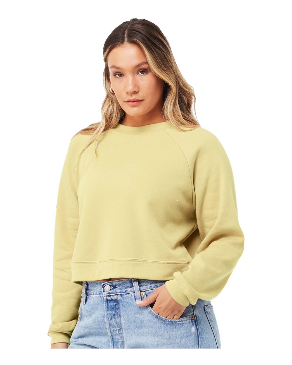 BELLA + CANVAS - Women's Raglan Pullover Fleece Crewneck