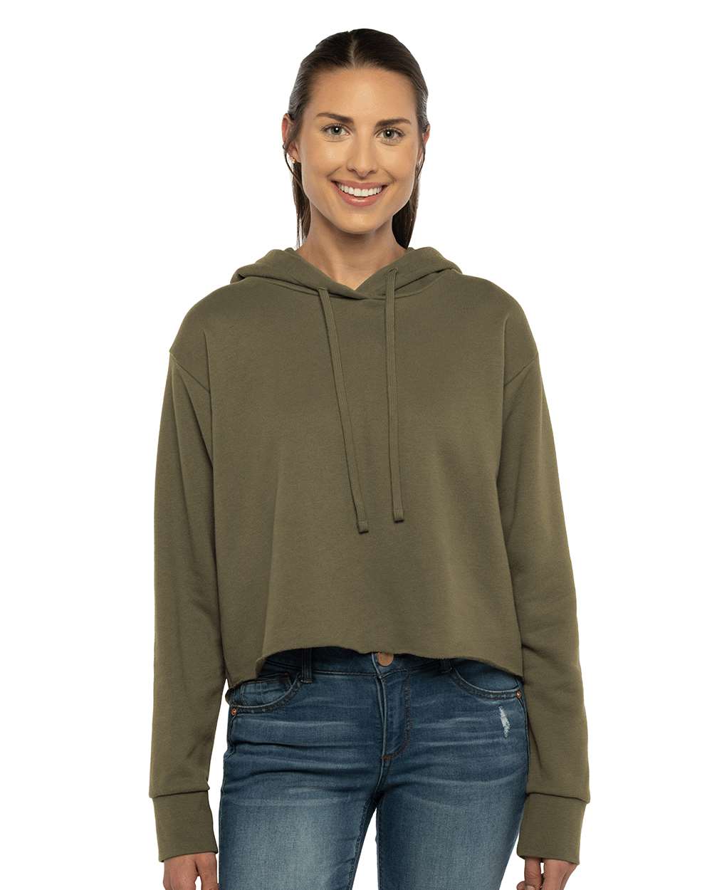 Next Level - Women's Laguna Sueded Raw Edge Crop Hoodie
