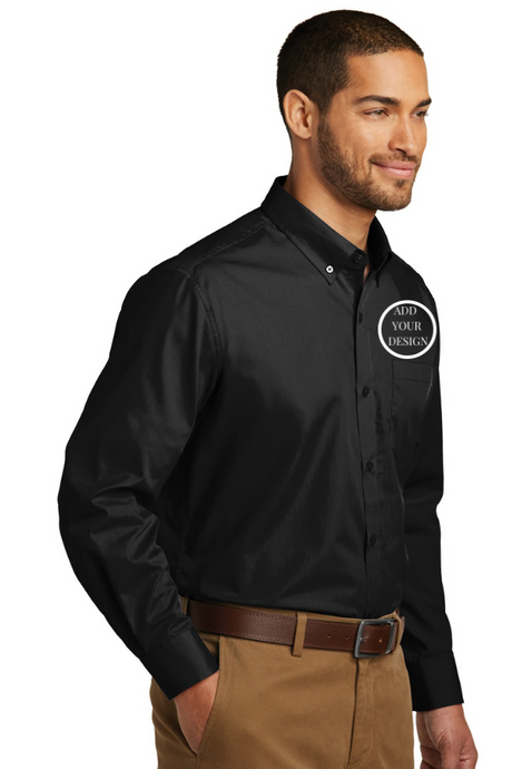 Imprint Connect- Port Authority Men's Long Sleeve Carefree Poplin Dress Shirt. Design Yours Today. Custom embroidery Port Authority Men's Long Sleeve Carefree Poplin Dress Shirt