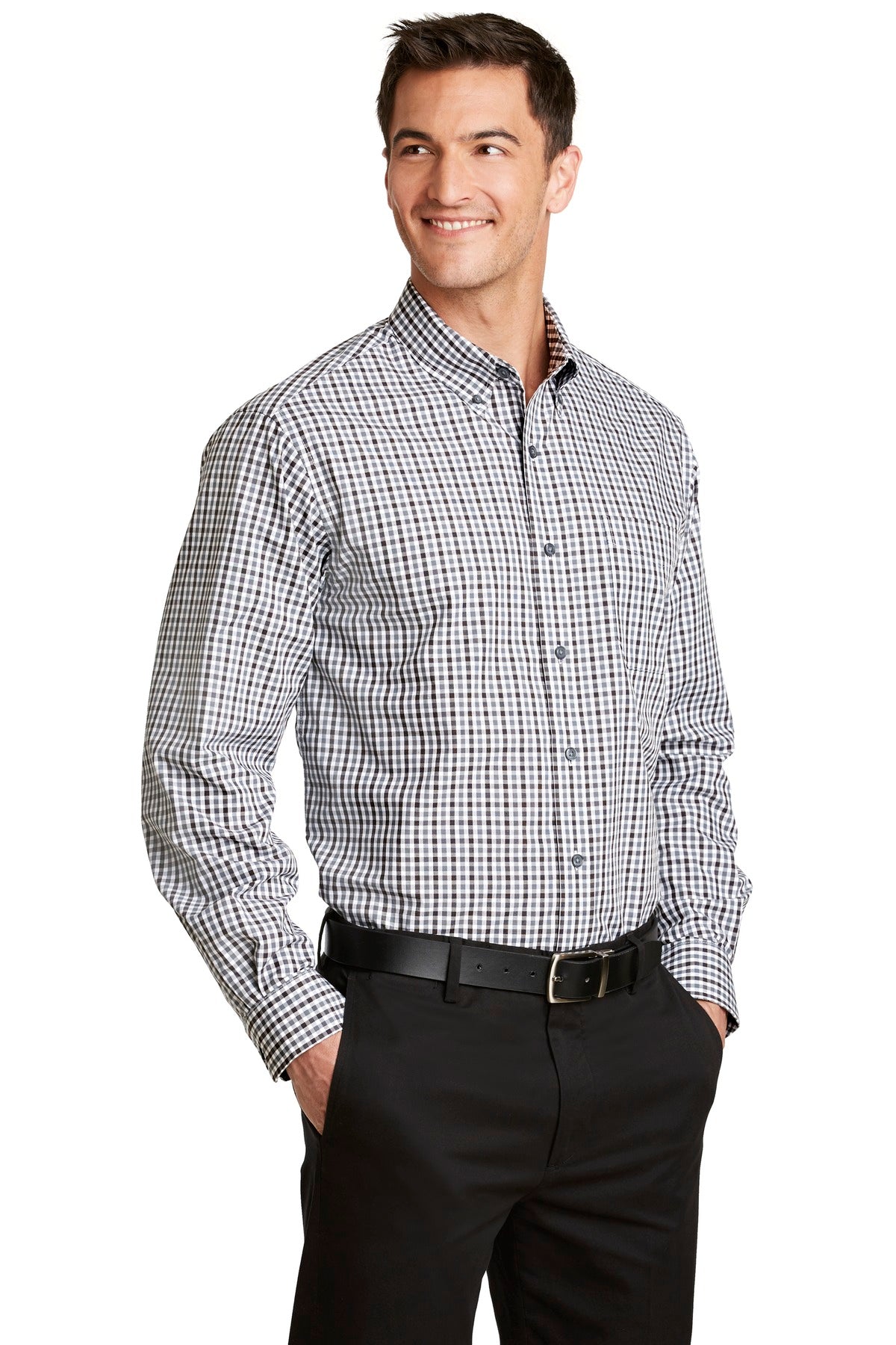 Port Authority Long Sleeve Gingham Easy Care Shirt.