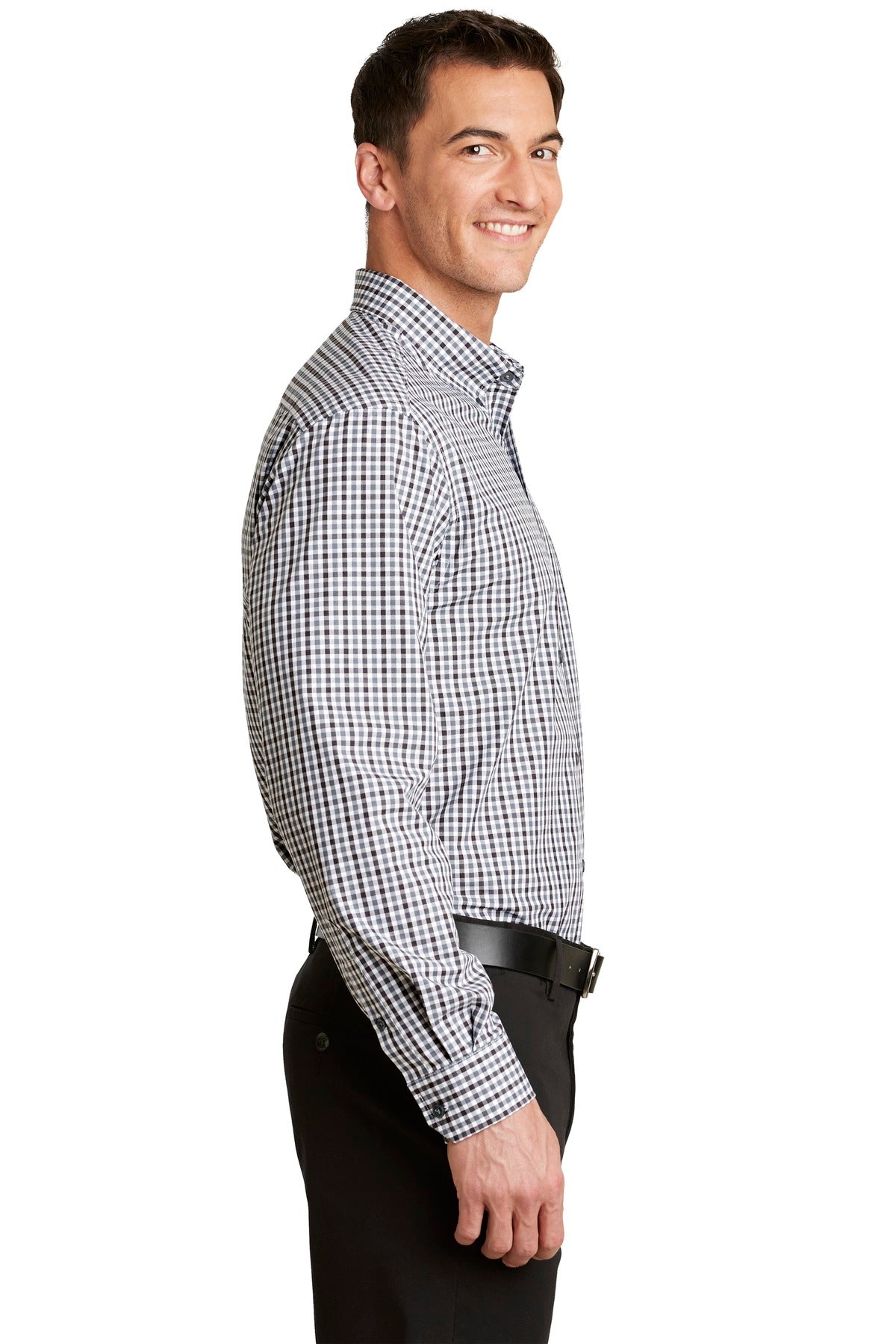 Port Authority Long Sleeve Gingham Easy Care Shirt.