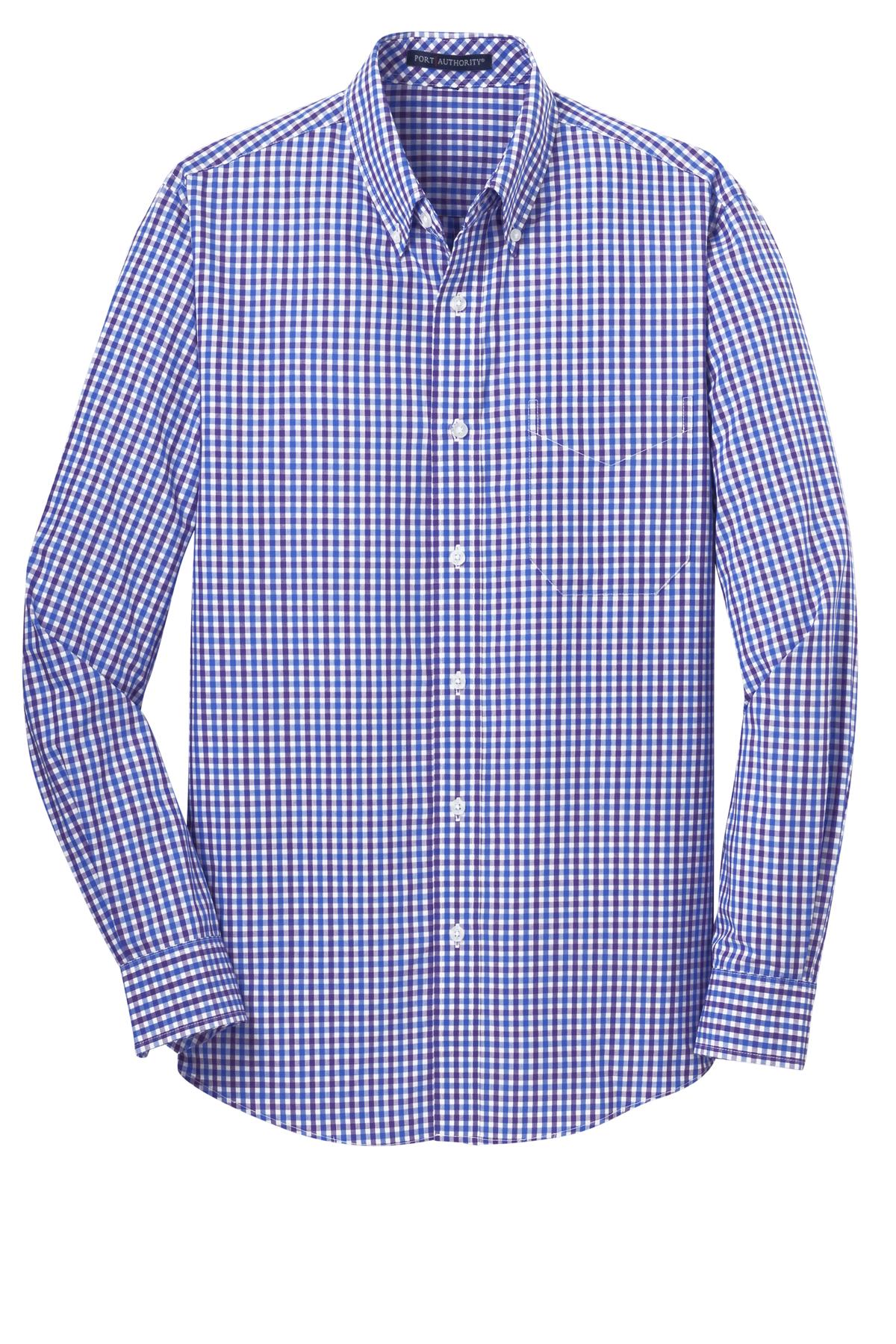 Port Authority Long Sleeve Gingham Easy Care Shirt.