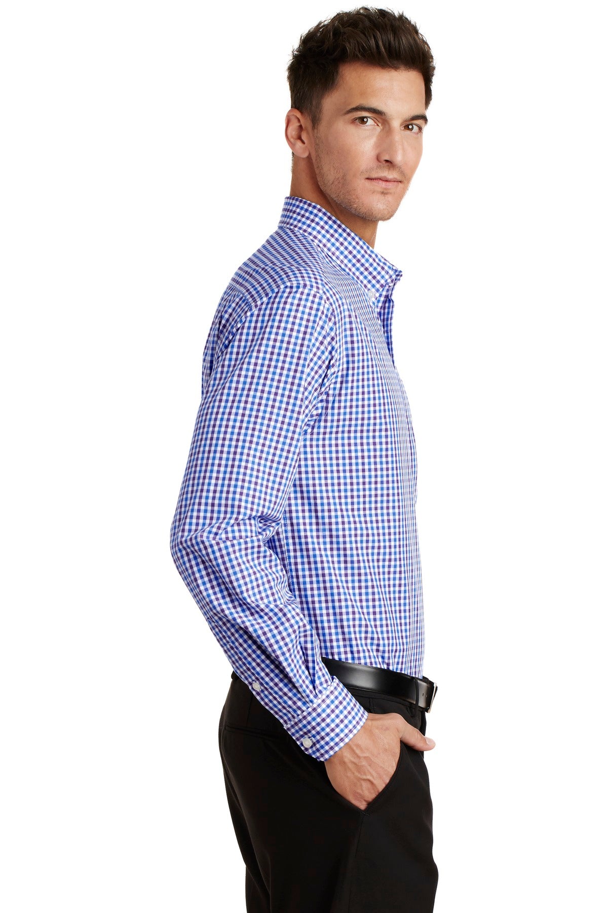 Port Authority Long Sleeve Gingham Easy Care Shirt.