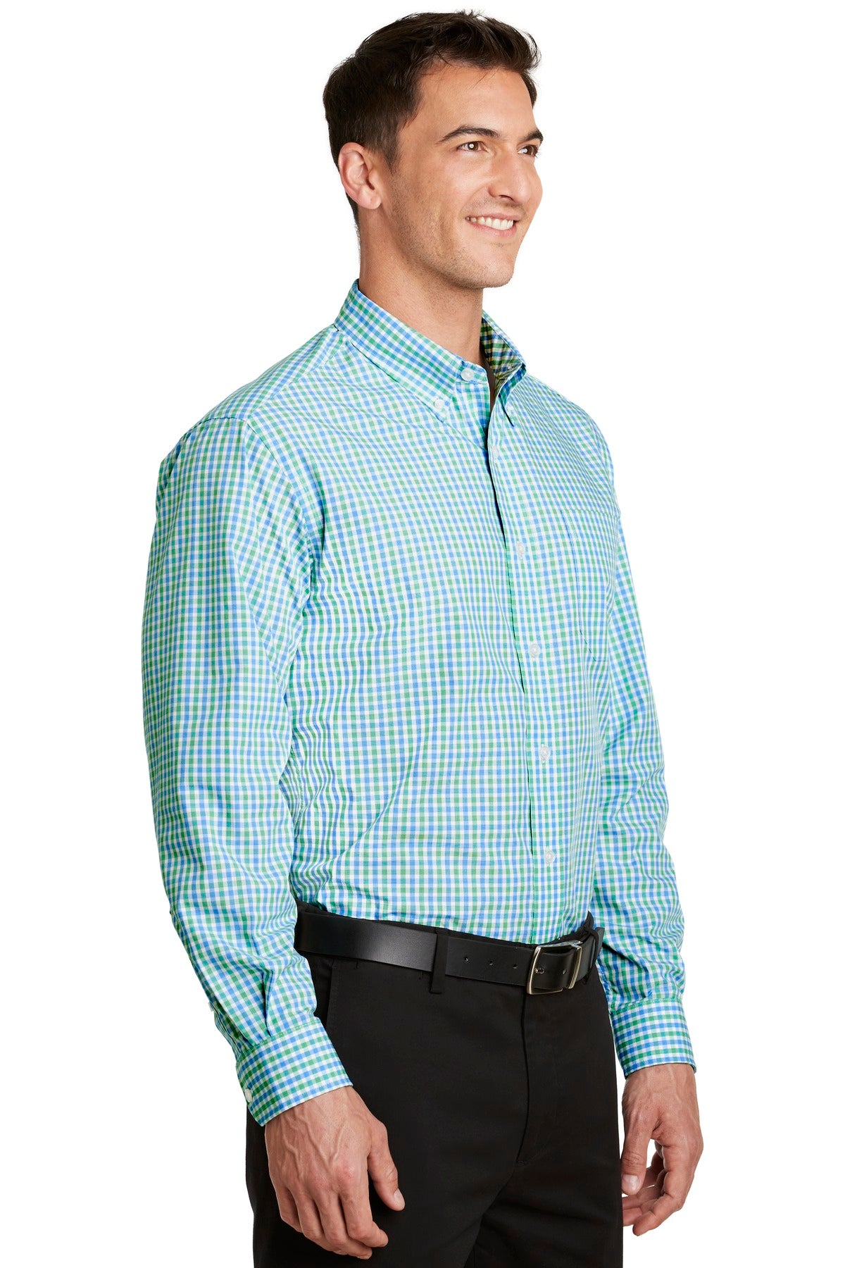 Port Authority Long Sleeve Gingham Easy Care Shirt.