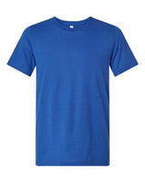 Blue Embroidery t-shirt on a white background