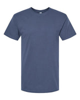 Plain blue Embroidery t-shirt on a white background