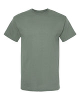 Plain green Embroidery t-shirt on a white background