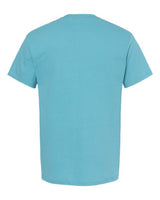 Plain light blue Embroidery t-shirt on a white background