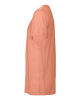 Coral-colored long Embroidery dress on a white background