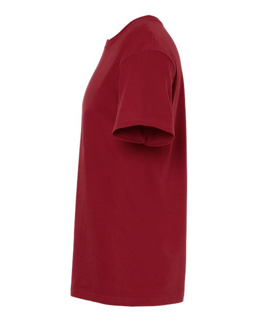 Red Embroidery t-shirt on a white background